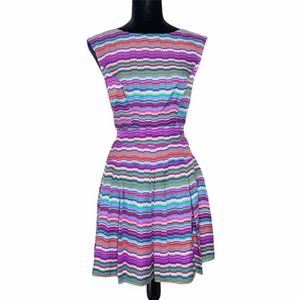Shoshanna Multicolor Cap Sleeve Silk Dress